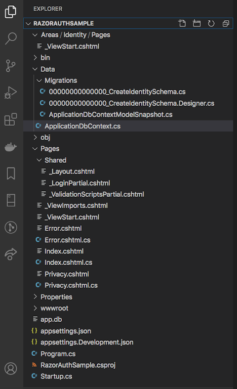 alt=“New project with authentication folder structure”