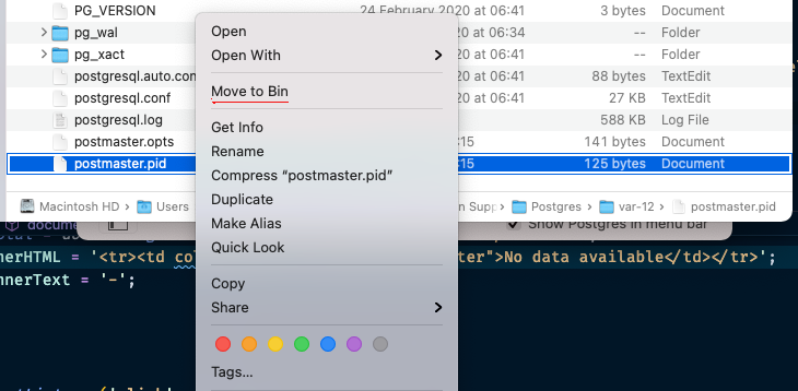 alt=“postgresql delete postmaster.pid file”