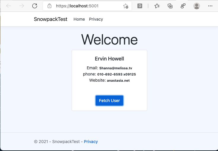 alt=“Updated home page with random user”