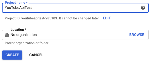 alt=“YouTube Data API test project”